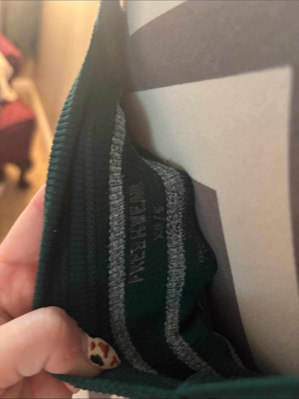 Striped Dark Green Ribbed Tank Top - Picture 2 of 4